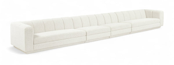 Meridian Furniture Modari Four Piece Modular Sofa with Channel Tufted Back in Chenille Cream Fabric 143Cream-S4A