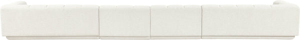 Meridian Furniture Modari Four Piece Modular Sofa with Channel Tufted Back in Chenille Cream Fabric 143Cream-S4A