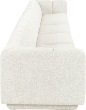 Meridian Furniture Modari Four Piece Modular Sofa with Channel Tufted Back in Chenille Cream Fabric 143Cream-S4A