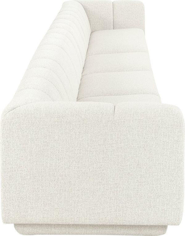Meridian Furniture Modari Four Piece Modular Sofa with Channel Tufted Back in Chenille Cream Fabric 143Cream-S4A