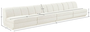 Meridian Furniture Modari Channel Tufted Chenille Modular Sectional Sofa for Modern Living Rooms 143Cream-S4B