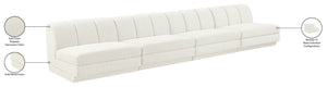 Meridian Furniture Modari Channel Tufted Chenille Modular Sectional Sofa for Modern Living Rooms 143Cream-S4B
