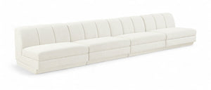 Meridian Furniture Modari Channel Tufted Chenille Modular Sectional Sofa for Modern Living Rooms 143Cream-S4B