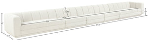 Meridian Furniture Modari Five Piece Modular Sofa Chenille Fabric Channel Tufted Contemporary Sectional 143Cream-S5A