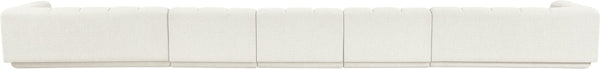 Meridian Furniture Modari Five Piece Modular Sofa Chenille Fabric Channel Tufted Contemporary Sectional 143Cream-S5A