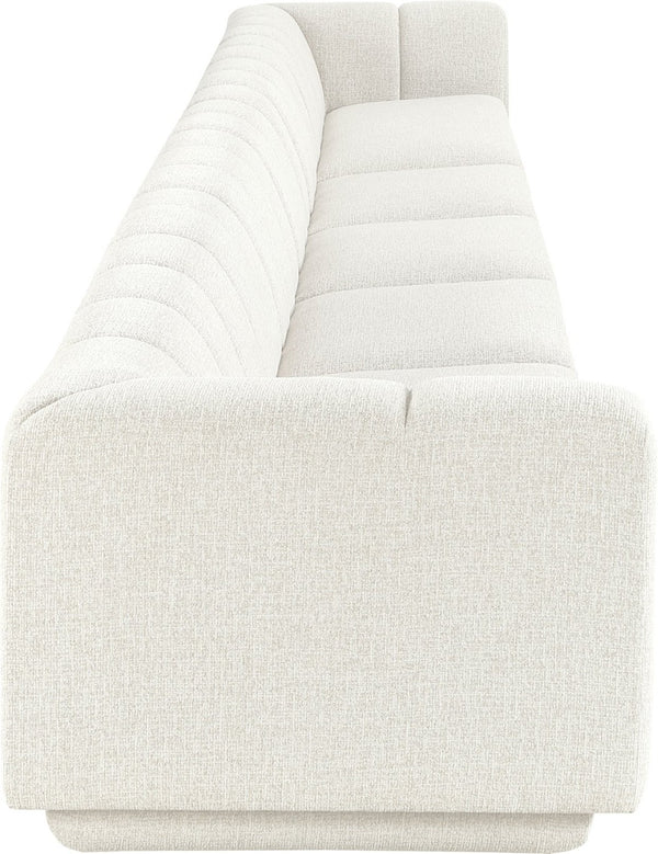 Meridian Furniture Modari Five Piece Modular Sofa Chenille Fabric Channel Tufted Contemporary Sectional 143Cream-S5A