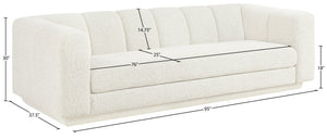 Meridian Furniture Modari Channel Tufted Chenille Sofa with Solid Wood Frame for Modern Living Room Comfort Cream 143Cream-S