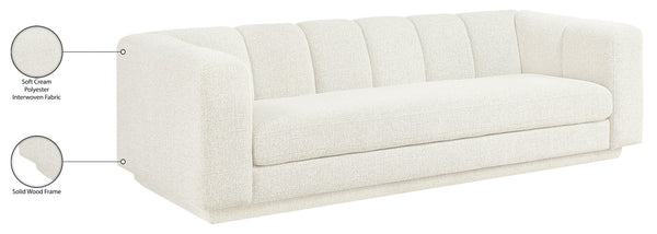 Meridian Furniture Modari Channel Tufted Chenille Sofa with Solid Wood Frame for Modern Living Room Comfort Cream 143Cream-S