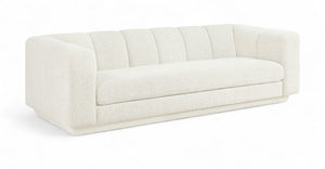 Meridian Furniture Modari Channel Tufted Chenille Sofa with Solid Wood Frame for Modern Living Room Comfort Cream 143Cream-S