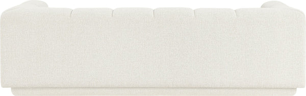 Meridian Furniture Modari Channel Tufted Chenille Sofa with Solid Wood Frame for Modern Living Room Comfort Cream 143Cream-S