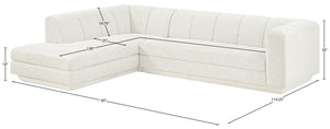 Meridian Furniture Modari Cream Chenille Modular Sectional with Channel Tufted Back for Living Rooms 143Cream-Sec2A