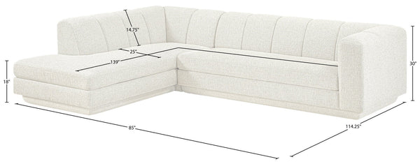 Meridian Furniture Modari Cream Chenille Modular Sectional with Channel Tufted Back for Living Rooms 143Cream-Sec2A
