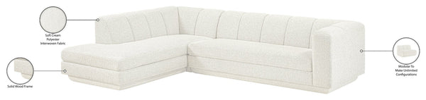 Meridian Furniture Modari Cream Chenille Modular Sectional with Channel Tufted Back for Living Rooms 143Cream-Sec2A