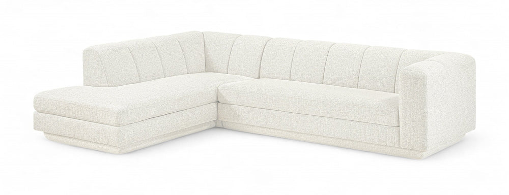 Meridian Furniture Modari Cream Chenille Modular Sectional with Channel Tufted Back for Living Rooms 143Cream-Sec2A
