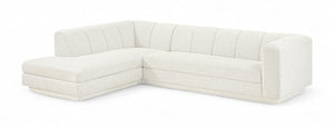 Meridian Furniture Modari Cream Chenille Modular Sectional with Channel Tufted Back for Living Rooms 143Cream-Sec2A