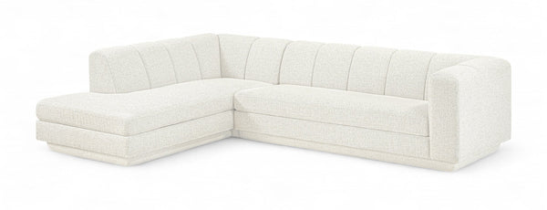 Meridian Furniture Modari Cream Chenille Modular Sectional with Channel Tufted Back for Living Rooms 143Cream-Sec2A