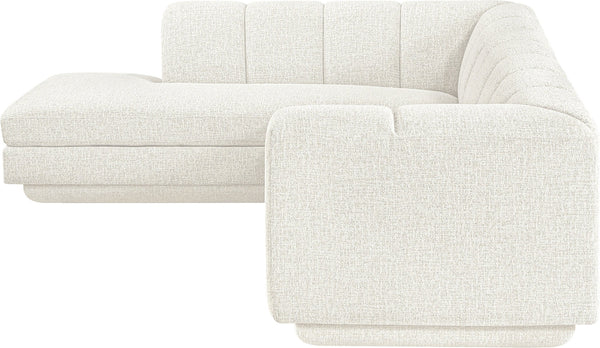 Meridian Furniture Modari Cream Chenille Modular Sectional with Channel Tufted Back for Living Rooms 143Cream-Sec2A