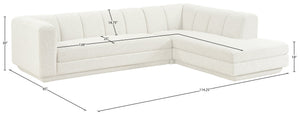 Meridian Furniture Modari Two Piece Modular Sectional Chenille Polyester Cream Channel Tufted Living Room 143Cream-Sec2B
