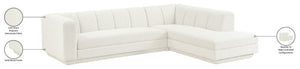 Meridian Furniture Modari Two Piece Modular Sectional Chenille Polyester Cream Channel Tufted Living Room 143Cream-Sec2B