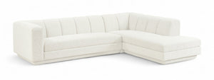 Meridian Furniture Modari Two Piece Modular Sectional Chenille Polyester Cream Channel Tufted Living Room 143Cream-Sec2B