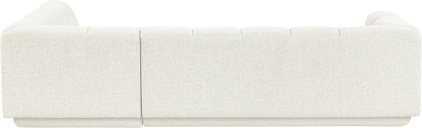 Meridian Furniture Modari Two Piece Modular Sectional Chenille Polyester Cream Channel Tufted Living Room 143Cream-Sec2B