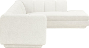 Meridian Furniture Modari Two Piece Modular Sectional Chenille Polyester Cream Channel Tufted Living Room 143Cream-Sec2B