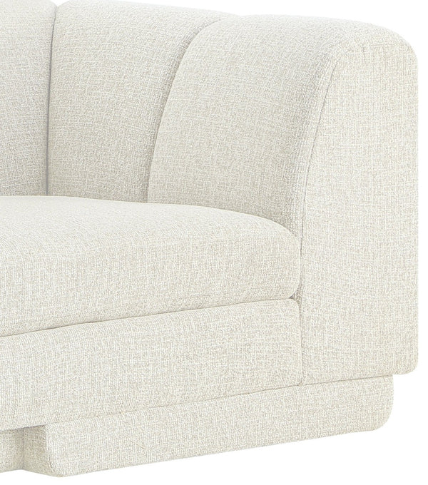 Meridian Furniture Modari Two Piece Modular Sectional Chenille Polyester Cream Channel Tufted Living Room 143Cream-Sec2B