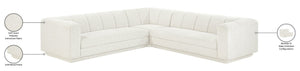 Meridian Furniture Modari Chenille Cream Sectional Three Piece Modular Sofa with Channel Tufted Back 143Cream-Sec3B