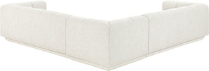Meridian Furniture Modari Chenille Cream Sectional Three Piece Modular Sofa with Channel Tufted Back 143Cream-Sec3B