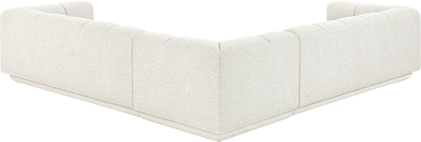 Meridian Furniture Modari Chenille Cream Sectional Three Piece Modular Sofa with Channel Tufted Back 143Cream-Sec3B