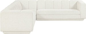 Meridian Furniture Modari Chenille Cream Sectional Three Piece Modular Sofa with Channel Tufted Back 143Cream-Sec3B
