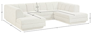 Meridian Furniture Modari Channel Tufted Cream Chenille Modular Sectional for Contemporary Living Rooms 143Cream-Sec3C