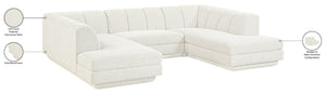Meridian Furniture Modari Channel Tufted Cream Chenille Modular Sectional for Contemporary Living Rooms 143Cream-Sec3C