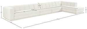Meridian Furniture Modari Four Piece Chenille Sectional with Channel Tufting for Open Living Rooms 143Cream-Sec4A