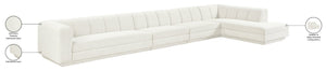 Meridian Furniture Modari Four Piece Chenille Sectional with Channel Tufting for Open Living Rooms 143Cream-Sec4A