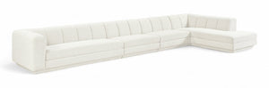 Meridian Furniture Modari Four Piece Chenille Sectional with Channel Tufting for Open Living Rooms 143Cream-Sec4A
