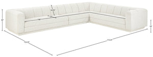 Meridian Furniture Modari Chenille Weave Modular Sectional with Channel Tufting for Modern Living Rooms 143Cream-Sec4B