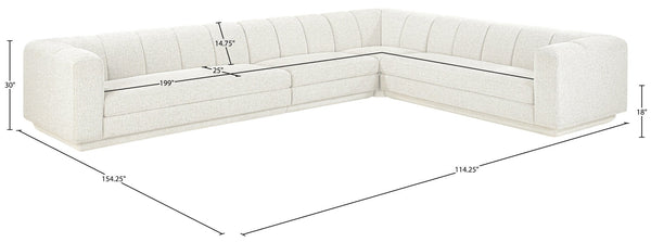 Meridian Furniture Modari Chenille Weave Modular Sectional with Channel Tufting for Modern Living Rooms 143Cream-Sec4B