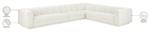 Meridian Furniture Modari Chenille Weave Modular Sectional with Channel Tufting for Modern Living Rooms 143Cream-Sec4B