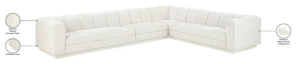 Meridian Furniture Modari Chenille Weave Modular Sectional with Channel Tufting for Modern Living Rooms 143Cream-Sec4B