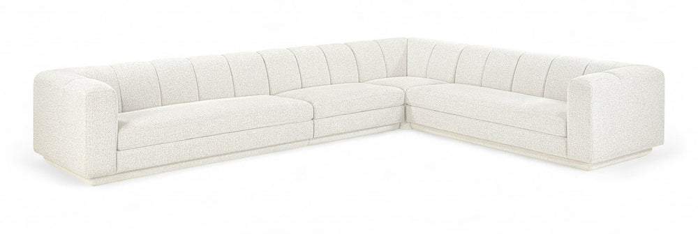 Meridian Furniture Modari Chenille Weave Modular Sectional with Channel Tufting for Modern Living Rooms 143Cream-Sec4B