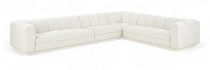 Meridian Furniture Modari Chenille Weave Modular Sectional with Channel Tufting for Modern Living Rooms 143Cream-Sec4B
