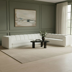 Meridian Furniture Modari Chenille Weave Modular Sectional with Channel Tufting for Modern Living Rooms 143Cream-Sec4B