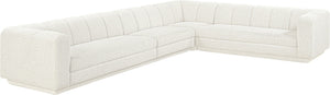 Meridian Furniture Modari Chenille Weave Modular Sectional with Channel Tufting for Modern Living Rooms 143Cream-Sec4B