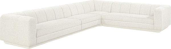 Meridian Furniture Modari Chenille Weave Modular Sectional with Channel Tufting for Modern Living Rooms 143Cream-Sec4B
