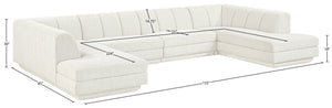 Meridian Furniture Modari Four Piece Modular Sectional Chenille Cream Polyester Channel Tufted Sofa 143Cream-Sec4C