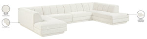 Meridian Furniture Modari Four Piece Modular Sectional Chenille Cream Polyester Channel Tufted Sofa 143Cream-Sec4C