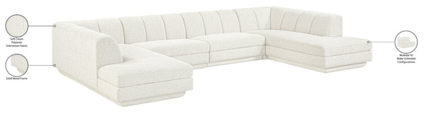 Meridian Furniture Modari Four Piece Modular Sectional Chenille Cream Polyester Channel Tufted Sofa 143Cream-Sec4C