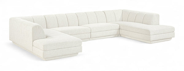 Meridian Furniture Modari Four Piece Modular Sectional Chenille Cream Polyester Channel Tufted Sofa 143Cream-Sec4C
