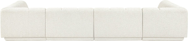 Meridian Furniture Modari Four Piece Modular Sectional Chenille Cream Polyester Channel Tufted Sofa 143Cream-Sec4C